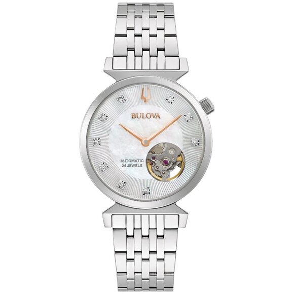 Bulova Womens Classic Regatta Automatic Silver Stainless Steel Watch - Picture 1 of 5